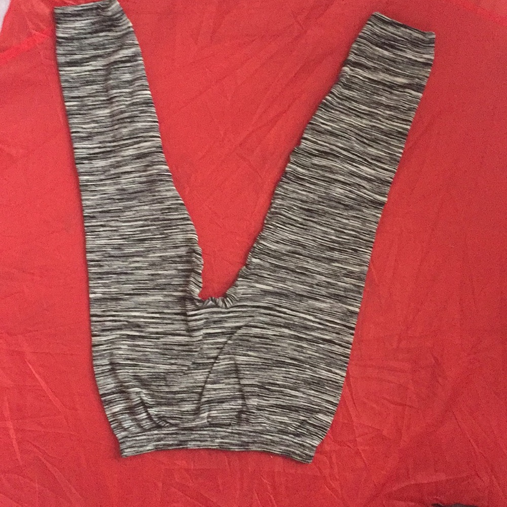 White and black stripped leggings